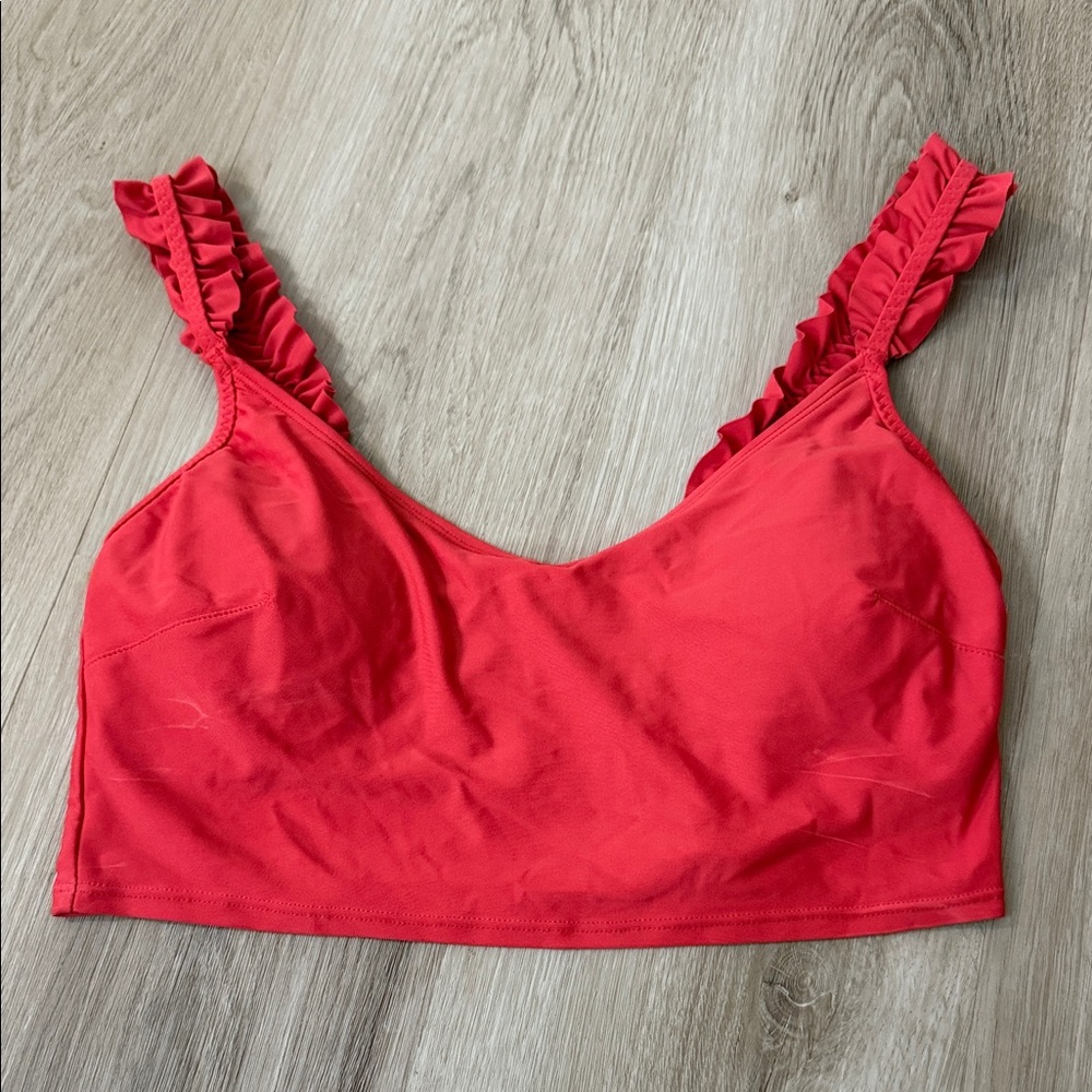 Red Ruffled Strap bikini top